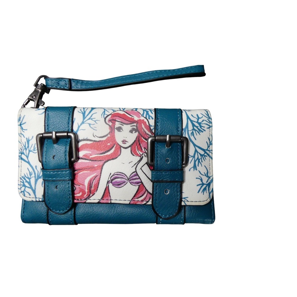 Hot Topic Ariel Wallet Womens OS Teal Disney Little Mermaid Sketchy Buckle